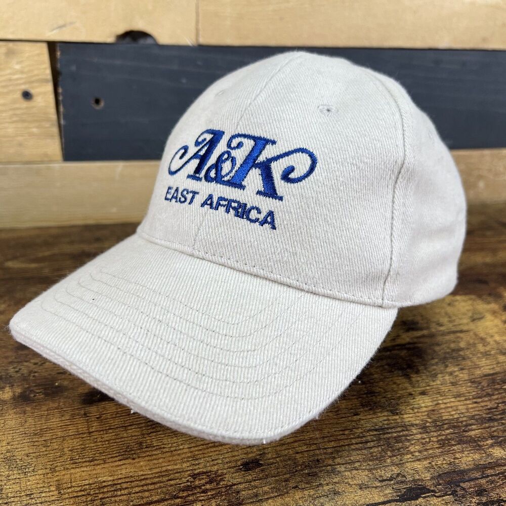 A&K Abercrombie & Kent East Africa Embroidered Hat Safari Cap Khaki Adjustable